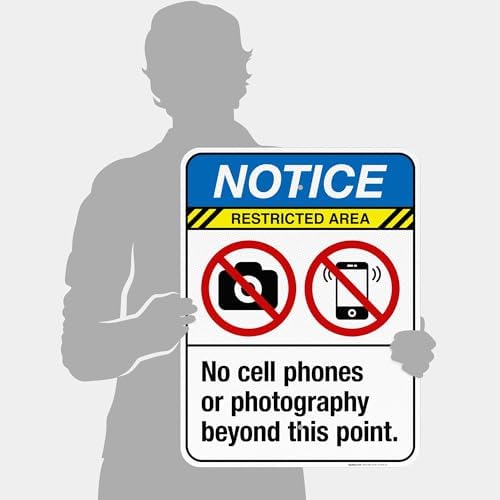No Cell Phones Or Photography Beyond This Point Sign, ANSI Notice Sign, - Image 4