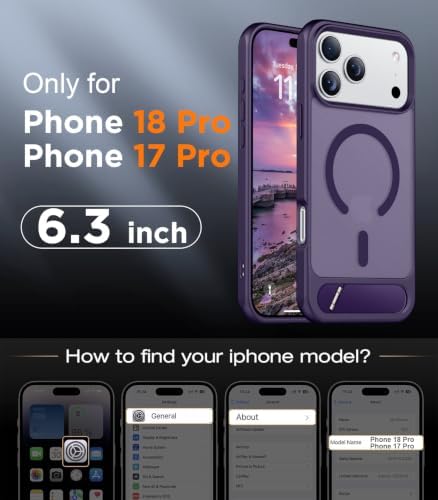 Temdan Magnetic for iPhone 18 Pro Case/iPhone 17 Pro Case Stand Purple - Image 2