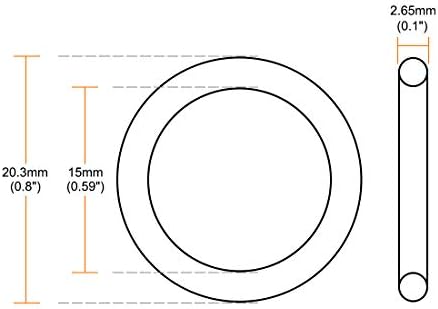 uxcell Nitrile Rubber O-Rings 20.3mm OD 15mm ID 2.65mm Width, Metric Nitrile Rubber Sealing Gasket, Pack of 5 - Image 3