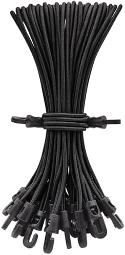 ABINLIN Small Bungee Cords with Hooks Heavy Duty 10 Inch 25 Pcs Black by ABINLIN