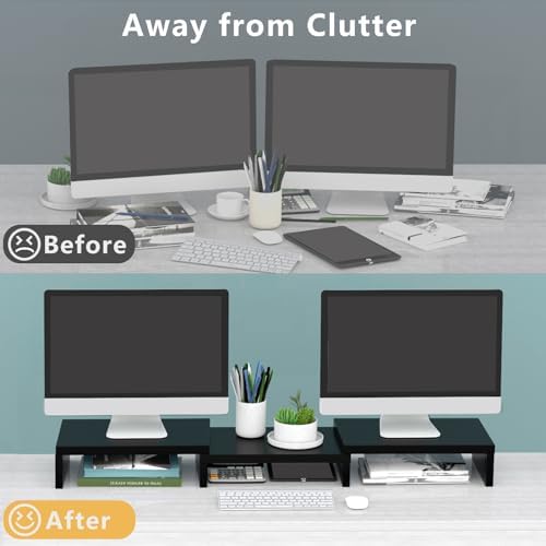 TAVR Monitor Stand Riser, Office Desktop Organizer Stand for 2 Monitors - Image 2