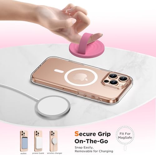 CCOFFKER Magnetic Phone Grip for MagSafe, Silicone Ring Grip,Tender Pink - Image 4