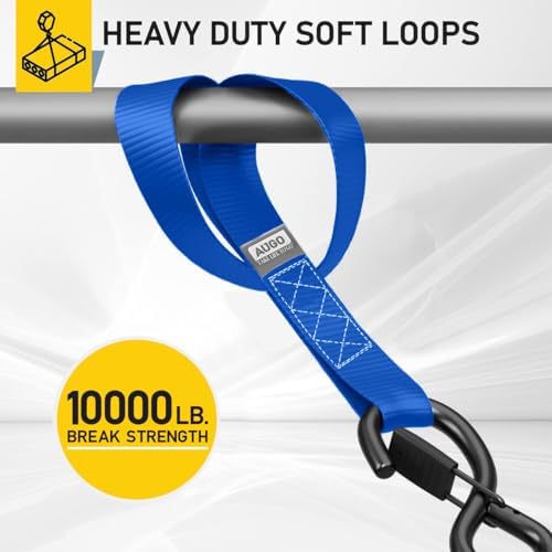 AUGO Heavy Duty Soft Loops –Pack of 6-1.5” x 17” Tie Down Anchor Straps for Use w/Ratchet Strap Hooks – 3000Lb Load Capacity & 10,000Lb Break Strength – Great for Motorcycle, Bike, Roof Rack, Etc. - Image 3