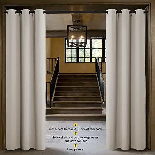 NICETOWN Natural Door Curtain for Doorway Privacy, Curtains 120 Inch Length, Room Divider Curtain Cover, Blackout Temporary Insulated Closet Curtain for Bedroom Closet (1 Panel, 5ft Wide) - Image 2
