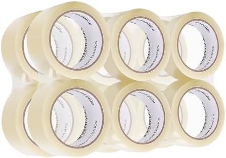 Amazon Basics Strong Packing Tape for Moving, Packaging, Shipping and Storing, Clear, 2 in x 60 yards, 2.7mil Thickness, 12-Roll by AmazonBasics