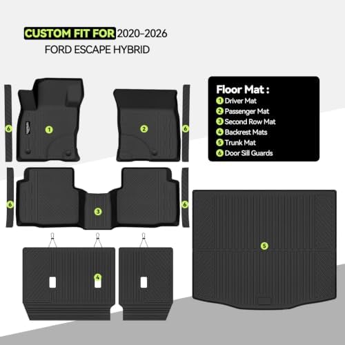 Floor Mat Set for 2020-2026 Ford Escape Hybrid(Not for Gas) - Image 2