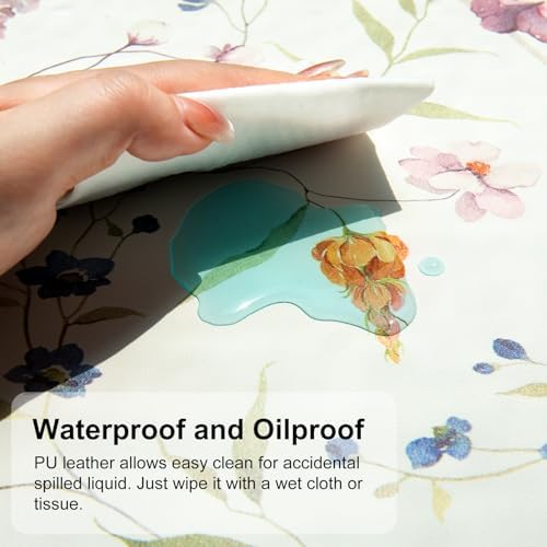 QiyI PU Leather Large Mouse Pad, 31.5" x 15.7", Watercolor Flowers - Image 3