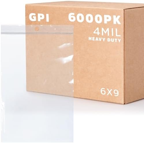6,000 Count - 6" X 9" Clear Plastic Zip Bags, Heavy-Duty 4 Mil Thick Durable Poly Baggies With Resealable Zipper Lock, Hang-Hole For Display. GPI by GPI