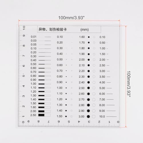 HARFINGTON High Precision SEC Size Estimation Chart 10x10cm Transparency Flaw Detection Film Ruler for Diameter and Line Width Defects Measuring - Image 2