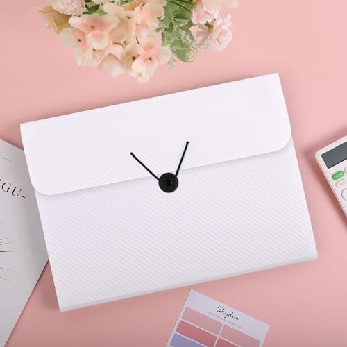 SKYDUE Expanding File Folder with 7 Pockets, Accordion File Organizer, Portable Folders for Documents, School Office Supplies Bungee Closure, Letter/A4 Size White - Image 3