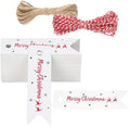 G2PLUS Small Merry Christmas Tags - 100Pcs Deer Xmas Present Tags, 2.8''x0.8'' White Paper Gift Tag with String for Gift Wrapping, Goodies Bags, Christmas Holiday Party Favors by G2PLUS