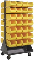 Quantum Storage Systems QMD-36H-240YL Mobile Double Sided Gray Louvered Rack System with Bins, 36” L x 25” W 72” H, Yellow by QuantumStorageSystems