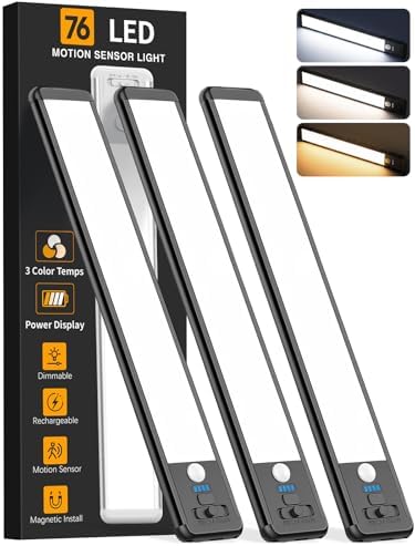 Under Cabinet Lighting Wireless, 10inch Motion Sensor Light, 3Pack-Black by ZIOEYIUE