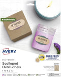 Avery® Kraft Brown Scalloped Oval Labels with Sure Feed® Technology, 1-1/8" x 2-1/4", Print to the Edge, Laser/Inkjet Printable Labels, 525 Total (22855) by Avery