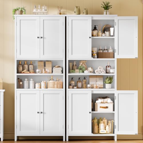 TEENFON 66.9" H Tall Bathroom Storage Cabinet with 4 Doors & 2 Open Shelves - Image 6