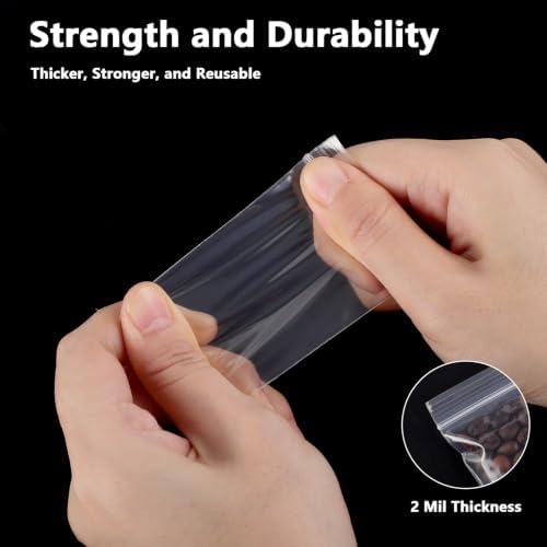 500 Pcs 1.5 x 2 Inch Clear Resealable Plastic Bags, 2 Mil Mini Zip Bags - Image 4