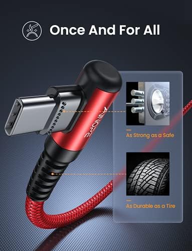 AINOPE Short USB C to USB C Cable 1.5FT 1 Pack 60W Fast Charging Nylon Braided Type C Cable for iPhone 17 Pro Max Plus Samsung Power Bank Travel Essentials Red - Image 6