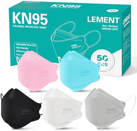 LEMENT KN95 Face Masks,50PCS Breathable Dust Safety Mask For Adult, 5 Color by Lement