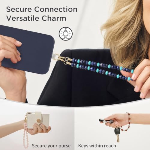 POSADINA Natural Stone Phone Charm, Beaded Healing Phone Wrist Strap, Handmade Cellphone Chain Lanyard with Tether Tab - Image 6