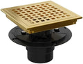 6" Square Shower Drain with Flange, Brushed Gold, Grate Removable by HeaOrld