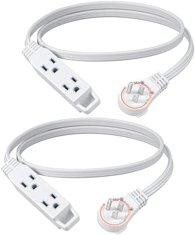 DEWENWILS 3FT 360° Rotating Flat Plug Extension Cord/Wire, 16/3, 2 Pack by DEWENWILS