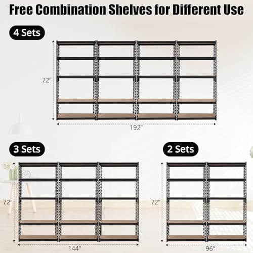 Takywep Heavy Duty Storage Shelves 36" x 18" x 72", 5 Tier Durable Metal Construction, Adjustable Shelving, Storage Utility Rack Shelf Unit for Garage, Kitchen, Warehouse - Image 6