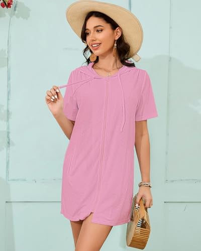 Bsubseach Terry Cloth Swim Cover Up Women Zipper Swimsuit Beach Robes - Image 3