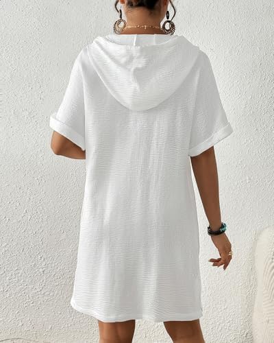 Bsubseach Womens Swimsuit Cover Up Shirt Hooded Beach Dress with Pockets - Image 4