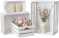 Set of 4 Large Wooden Decorative Storage Crates, Whitewashed Nesting Wooden Crates for Display Rustic, Farmhouse Wood Storage Container Boxes Made from 100% Wood by JUMBOHUMBLE