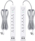 Mifaso 2 Pack Power Strip, 15FT Long Extension Cord, 1080J Surge Protector by Mifaso