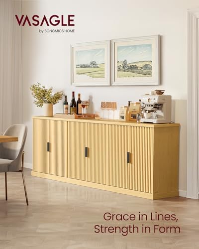 VASAGLE Set of 2 Buffet Cabinet with Adjustable Shelves, Fluted Doors - Image 4
