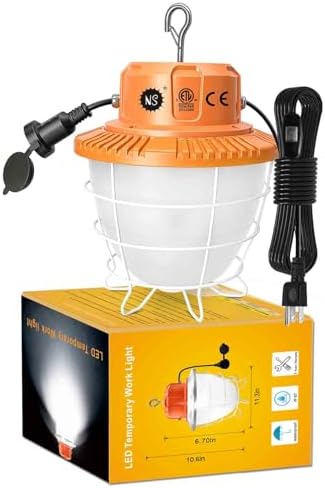 150W Temporary Work Light 360° Area 37500LM 5000K Light for Jobsite, IP65 Hanging Work Light with Hook, 3300 sq.ft Coverage Portable Construction Light for Garage Warehouse Workshop by NS