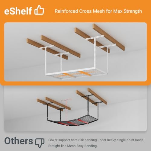 3x6ft Overhead Ceiling Garage Storage Rack, 450LBS Capacity, White - Image 6