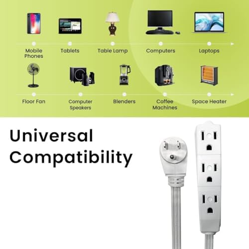 GoGreen Power Inc. (G-19608-2) 16/3 8' 3-Outlet Extension Cord, White, 8ft, 2 Pack - Image 4