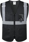 JKSafety Safety Vest for men women Hi Vis Vest with Pockets and Zipper High Visibility Construction Vests BX310 by JKSafety