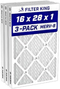 Filter King 16x28x1 Air Filter MERV 8, AC Furnace Filters (3-Pack) by FilterKing