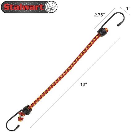 Stalwart Bungee Cords with Hooks, Red, 12-Inch, 10-Pack - Image 7