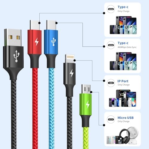 4 in 1 Multi Charging Cable, 2 Pack 5FT Charging Cords for Multiple Devices - Image 2