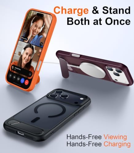 Temdan Magnetic for iPhone 18 Pro Case/iPhone 17 Pro Case Stand Dark Cherry - Image 3