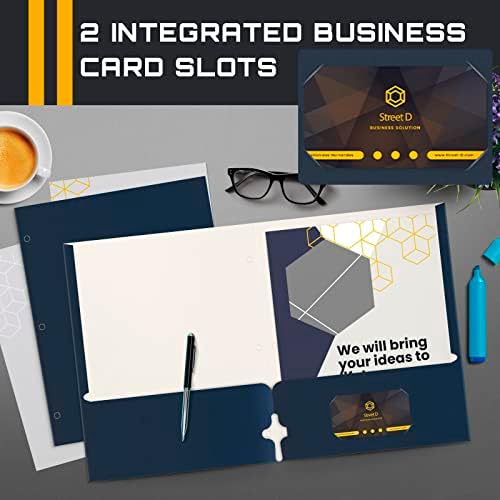 Better Office Products Two Pocket Portfolio Folders, 50-Pack, Navy Blue, Letter Size Paper Folders, 50 Pieces, Dark Blue - Image 3