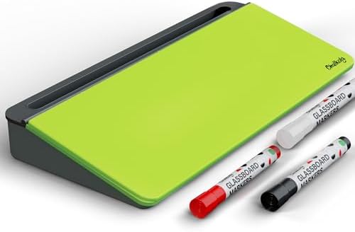 Chalkola Neon Green Glass Desktop Whiteboard with Storage - Dry Erase Board by Chalkola