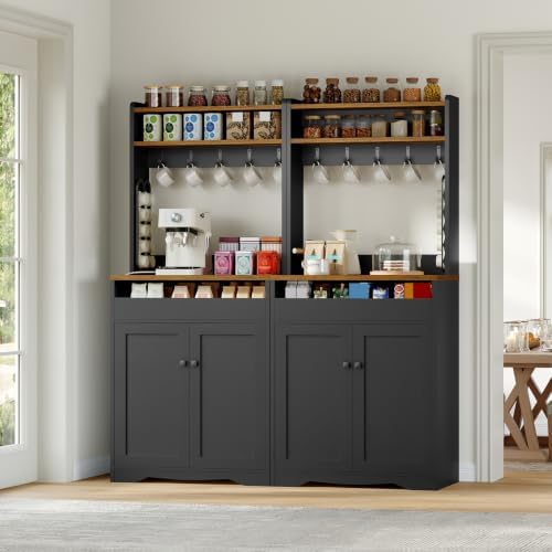 YATINEY Coffee Bar Cabinet, Sideboard Buffet Cabinet with Charginng Station - Image 6