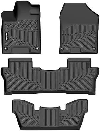 Floor Mats Custom for Honda Pilot 7 Passenger 2016-2022 All Weather Protection Waterproof Non-Slip Durable Heavy Duty Floor Liners 1st + 2nd + 3rd Row Full Set Black Floor Liners Accessories by Wailtnb