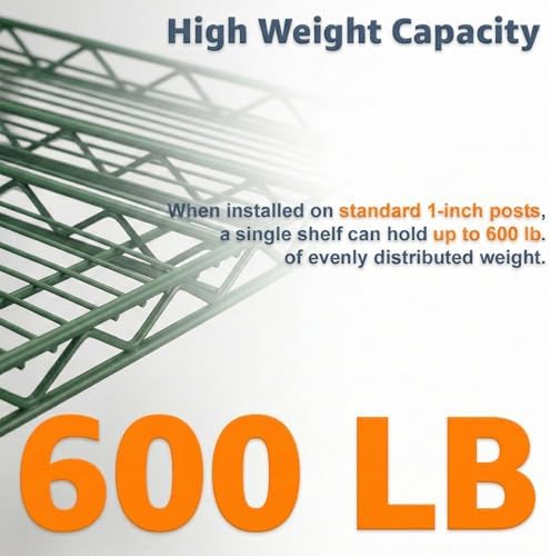 18" x 60" Commercial Wire Shelving Add-On Shelf 4 Pack, NSF Green, Heavy Duty Storage Use - Image 4
