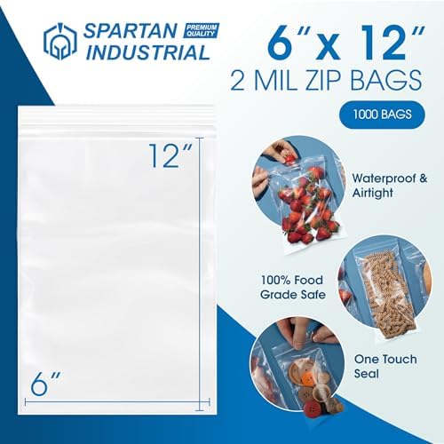 6” X 12” (1000 Count) 2 Mil Clear Reclosable Zip Plastic Poly Bags - Image 2