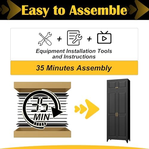 SteeLoong 90”Metal Pantry Storage Cabinet with Doors & 4 Adjustable Shelves - Image 6