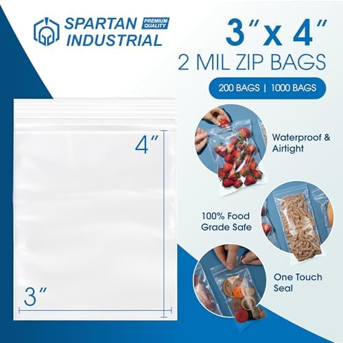 3” X 4” (1000 Count) 2 Mil Clear Reclosable Zip Plastic Poly Bags - Image 2