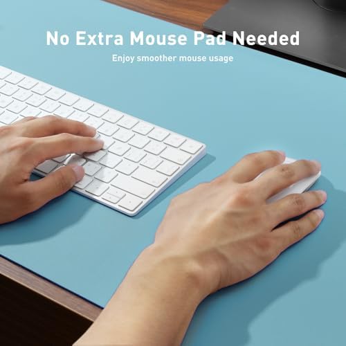 Aothia Large PU Leather Desk Pad Protector – Non-Slip Mouse Pad & Writing Mat for Office/Home, Waterproof, Easy to Clean(36" x 17", Blue Topaz) - Image 3