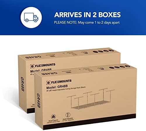 FLEXIMOUNTS 3x8 Overhead Garage Ceiling Storage Rack, 2 Pack, Black - Image 2