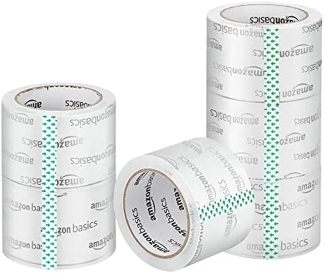 Amazon Basics 2.83 Inch Wide Packing Tape, Fits 3-Inch Dispensers, Crystal Clear, Low Odor, for Moving, Storage, Shipping and Sealing Boxes, 54.6 Yards, 6-Pack by AmazonBasics